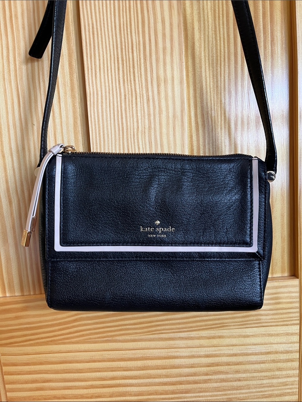 kate spade Black Crossbody with Cream Trim and Gold Logo
